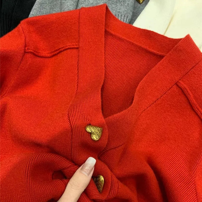 Anger| Cardigan Élégant avec Boutons en Cœur