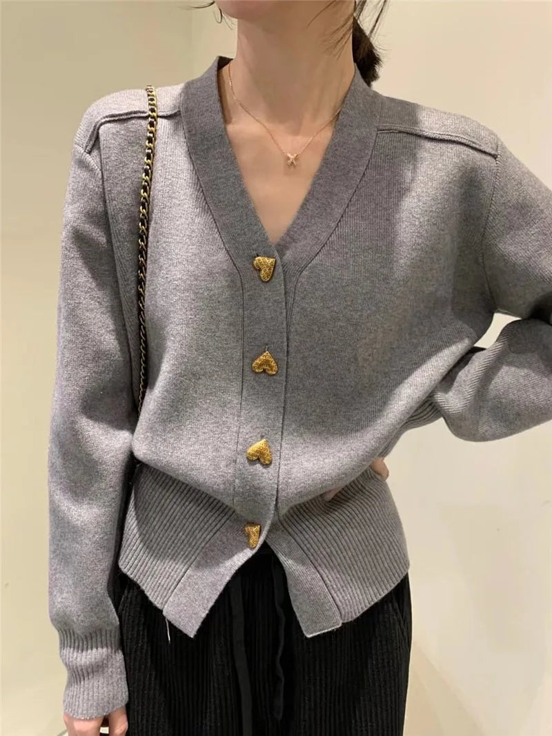 Anger| Cardigan Élégant avec Boutons en Cœur